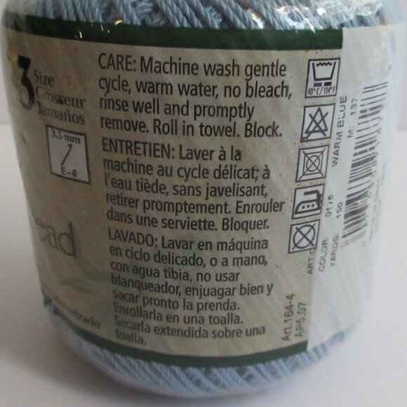 J P Coats Royale Fashion Crochet Thread 100% Mercerized Cotton Warm Blue 137 NEW - Picture 8 of 9